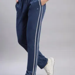 Monte Carlo Navy Melange Cotton Regular Fit Trackpants image 3