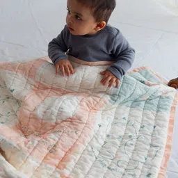 TIDY SLEEP White & Peach-Coloured Ethnic Motifs Mild Winter 210 GSM Single Bed Blanket-image-41