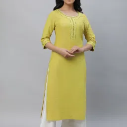 Aurelia Yellow Regular Fit Stripes Kurta image 5