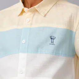 Under Fourteen Only Boys Yellow Cotton Color Block Shirt image 5