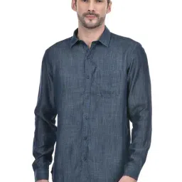 Numero Uno Blue Cotton Slim Fit Shirt-image-40
