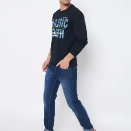 Duke Navy Regular Fit Printed Sweatshirt image 5