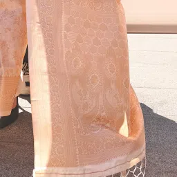 Saree Mall Beige Woven Sarees With Unstitched Blouse image 5