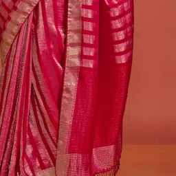 Saree Mall Pink Woven Sarees With Unstitched Blouse image 5