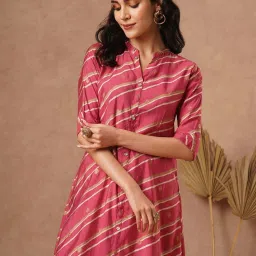 Fashor Pink Striped A-Line Kurta image 5