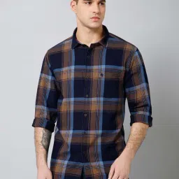 Cantabil Navy Regular Fit Check Shirt-picture-25
