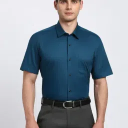 Peter England Blue Cotton Regular Fit Shirt-picture-34