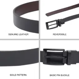 United Colors of Benetton Kerkrade Black & Brown Leather Reversible Belt for Men image 4