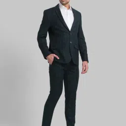 Park Avenue Green Super Slim Fit Checks Two Piece Suit image 4