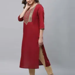 Aurelia Red Embroidered Straight Kurta image 3
