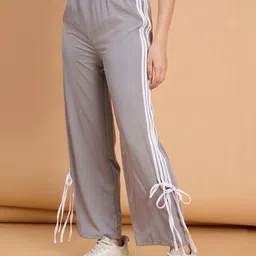 QIOA Women Striped Comfort Straight Fit High-Rise Easy Wash Trousers-picture-39