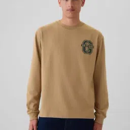 GAP Khaki Cotton Relaxed Fit Graphic T-Shirt-image-17