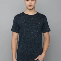 Louis Philippe Jeans Navy Cotton Slim Fit Printed T-Shirt-picture-24