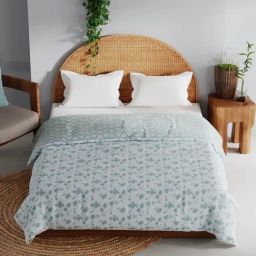 Bianca Mezzo Blue & White Cotton Floral Double Dohar-picture-27
