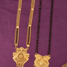 Bhanu diam Gold-Plated & Black Brass Mangalsutra-picture-38