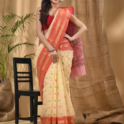 DESH BIDESH Floral Woven Design Pure Cotton Taant Saree image 2