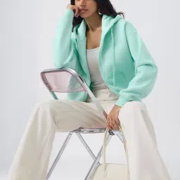 The Souled Store Blue Zipper Applemint Women Oversized Jacket image 5