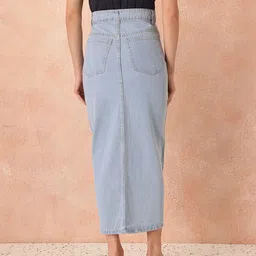 all about you Women Solid Cotton Cambric Midi Skirt with Front Slit image 3