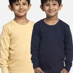 Friskers Kids Beige & Navy Cotton Full Sleeves T-Shirt (Pack of 2)-image-50
