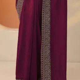 Libas Maroon Embellished Saree With Unstitched Blouse image 5