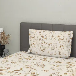 GRES Home 120TC 100% Cotton Single Bedsheet and 1 Pillow Cover - Brown image 2