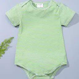Kookie Kids Half Sleeves Onesies Stripes Print - Green-picture-27