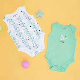 Pantaloons Baby Pack Of 2 Cotton Sleeveless Dog Printed Onesies - Multi Colour-picture-22
