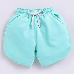 Kidcity Cotton Loopknit Solid Shorts - Aqua Blue-image-27