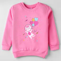 Tango Looper Knit Full Sleeves T-Shirt With Kitty Print - Pink-picture-10