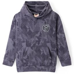 Rikidoos Full Sleeves Abstract Printed Hoodie - Navy Blue-picture-1