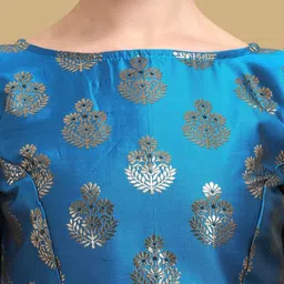 Oomph! Woven Design Boat Neck Brocade Jacquard Saree Blouse image 4