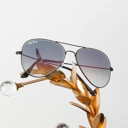 Ted Smith Unisex Blue Lens & Black Aviator Sunglasses with-image-8