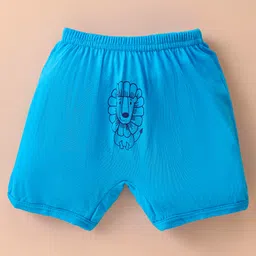 Bodycare Cotton Knit Lion Printed & Striped Trunk Pack Of 3 - Blue White & Yellow image 2