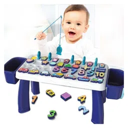 YAMAMA Toddlers Education Table 5 in 1 Early Learning Shape Matching Mathematical Counting Magnetic Fishing Table Toy - Multicolor image 2