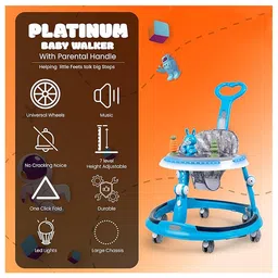 JoyRide Platinum Baby Walker 6-24 Months | Adjustment Walker for Kids Boy and Girl with Integrated RGB Lights, Switchable Food & Musical Toy Tray Activity Walker image 3