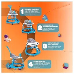 JoyRide Platinum Baby Walker 6-24 Months | Adjustment Walker for Kids Boy and Girl with Integrated RGB Lights, Switchable Food & Musical Toy Tray Activity Walker image 4