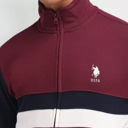 U.S. Polo Assn. Denim Co. Purple Cotton Regular Fit Colour Block Sweatshirt image 5