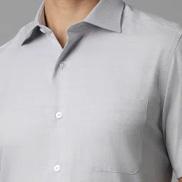 Louis Philippe Grey Cotton Regular Fit Texture Shirt image 5