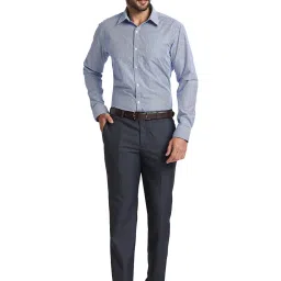 Park Avenue Blue Slim Fit Check Shirt image 5