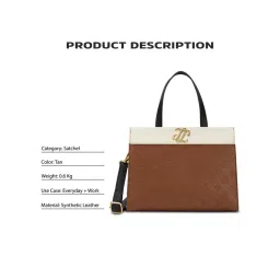 Lavie Signature Colorblock Marfa Satchel Bag With Detachable Strap - Tan (M) image 4