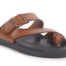 Fausto Men's Tan Cross Strap Sandals image 5