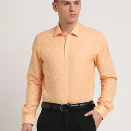 Turtle Yellow Cotton Slim Fit Printed Shirt-picture-48