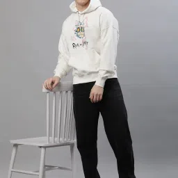 Free Authority Off-White Loose Fit Rick & Morty Printed Hooded Sweatshirt image 5