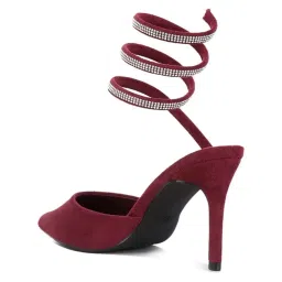 London Rag Women's Burgundy Mule Stilettos image 5
