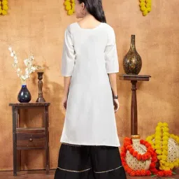Aarika Kids White Cotton Embellished Kurti image 2
