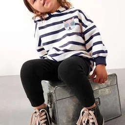 JC SPARKLE Girls Striped Hooded Pure Cotton Sweatshirt With Leggings image 2