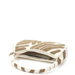Odette White Fabric Embellished Clutch image 5