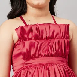 StyloBug Girls Red Solid Dress image 5