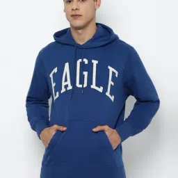 American Eagle Outfitters Blue Regular Fit Printed Hooded SweatShirt-picture-39