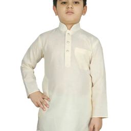 SG Yuvraj Kids Cream Solid Full Sleeves Kurta-picture-6